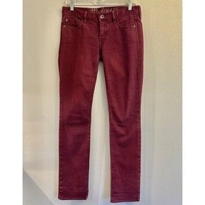Madewell Rail Straight Low Rise Jeans Women's Size 25x32 Burgundy Medium Wash